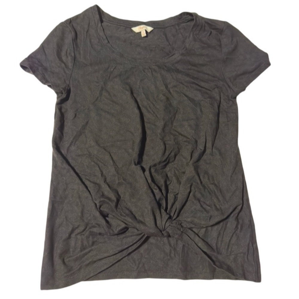 Candies Womens black w Twist Front Short Sleeve‎ T Shirt Top Casual
